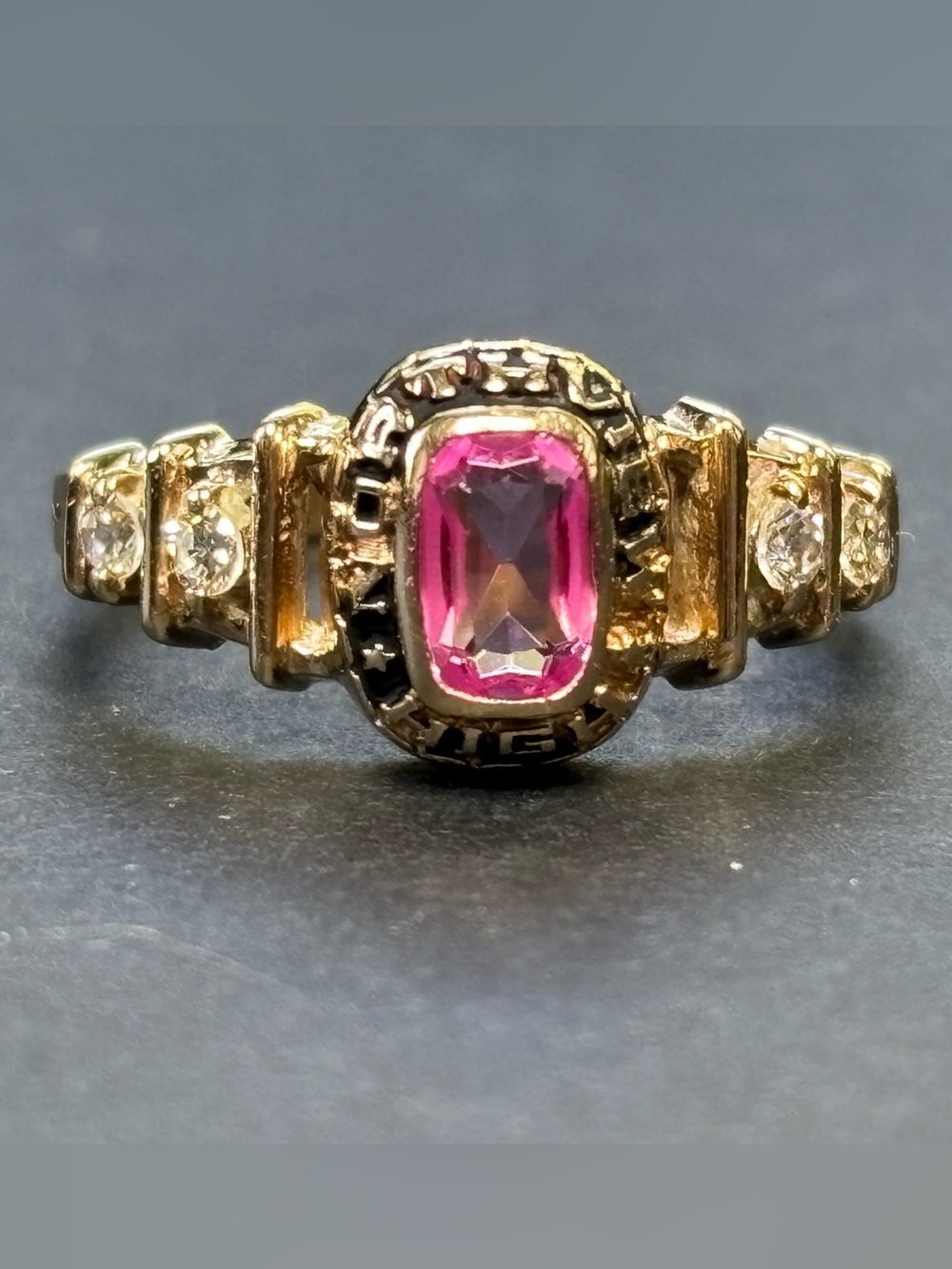 Vintage 1990 10K Gold CZ Class Ring Size 6.5- 2.83g